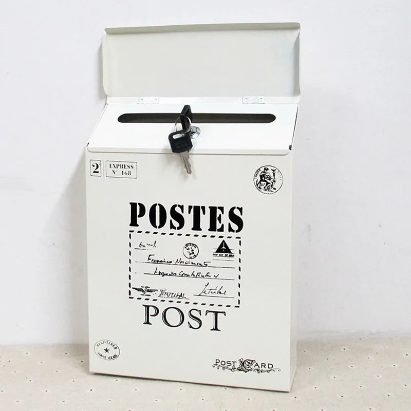 Наружный настенный почтовый ящик для газет с замком для ключей коробка для писем креативный сад металлическое украшение - Цвет: A 001