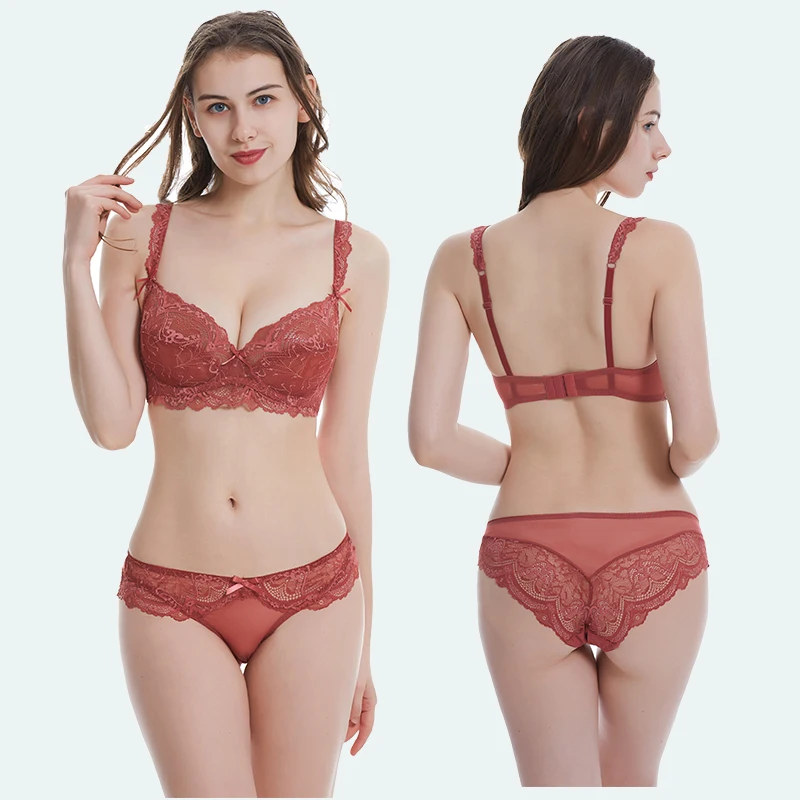 white underwear set New Sexy Women Bra Sets Ultra-Thin Transparent Flower High Quality ABCDE Cup Underwear Suit Female Lingerie cute underwear sets