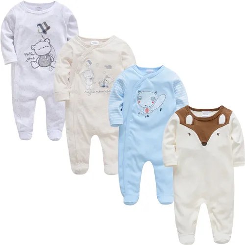 3 4 шт./компл. Одежда для маленьких мальчиков и девочек хлопок ropa bebes с длинным рукавом Летний Детский комбинезон для детей 0-3 лет, m для новорожденных, комбинезон - Цвет: 46478144