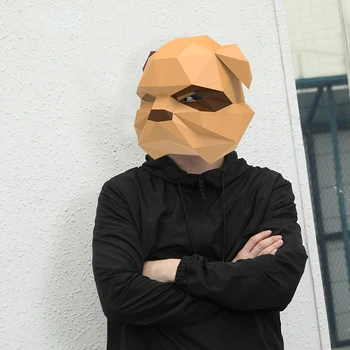 

3D Paper Mold Animal Bully Dog Head Mask Headgear DIY Paper Card Model Home Room Decor Craft Party Halloween Cosplay Props