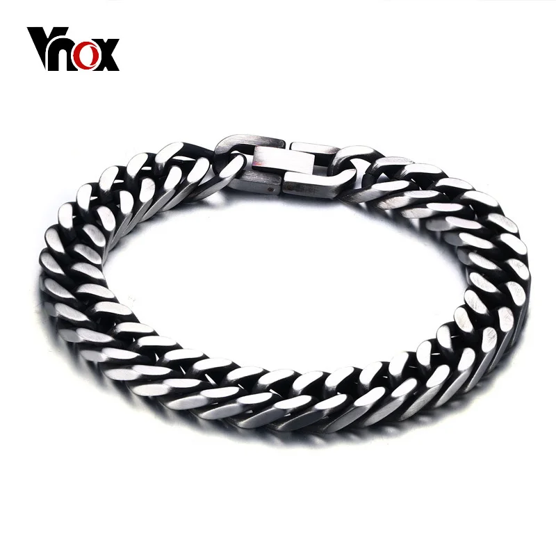 Vnox-레트로 톤 스테인레스 스틸 링크 체인 세련된 남성 팔찌, 8 인치 남성 손목 보석