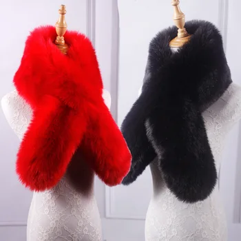 

Luxurious Faux Fox Fur Scarf Women 110Cm Thick Warm Winter Poncho Female Winter Wedding Party Pashmina Women's Shawl chaqueta