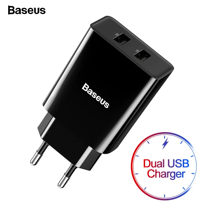 Baseus Dual USB зарядное устройство для iPhone 11 Pro Max X 8 6 быстрое зарядное устройство для samsung S9 Xiaomi Mi 8 huawei mate 30 зарядное устройство для мобильного телефона