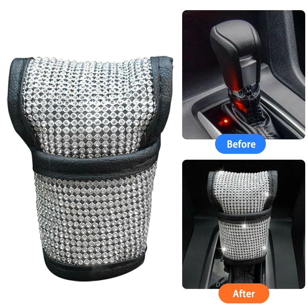 

Car Gear Head Shift Knob Cover Bling Crystal Gear Shift Handle Auto Interior Accessories for most cars