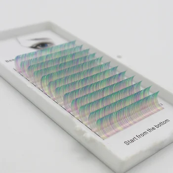 

Brand new C / D curl 0.07 / 0.1mm 8-15mm rainbow gradient green eyelash personality color eyelash artificial eyelash extension