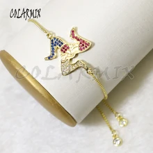 10 шт. браслет с подвесками в виде ног разноцветные браслеты с кристаллами Круглый Шарм Циркон Аксессуары соединители браслеты драгоценность для женщин 56020