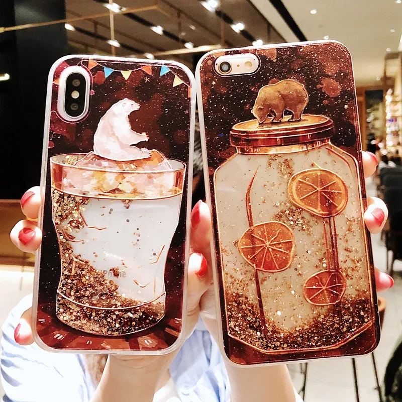 Роскошный украшенный алмазами динамичный жидкий песок чехол для iPhone X XS Max XR 8 7 6 6S