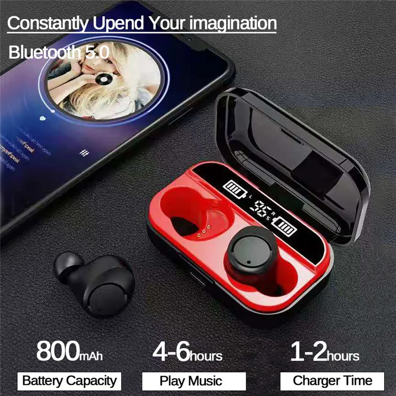 Tkey X5 TWS Bluetooth 5 0 беспроводные наушники цифровой светодиодный дисплей большая