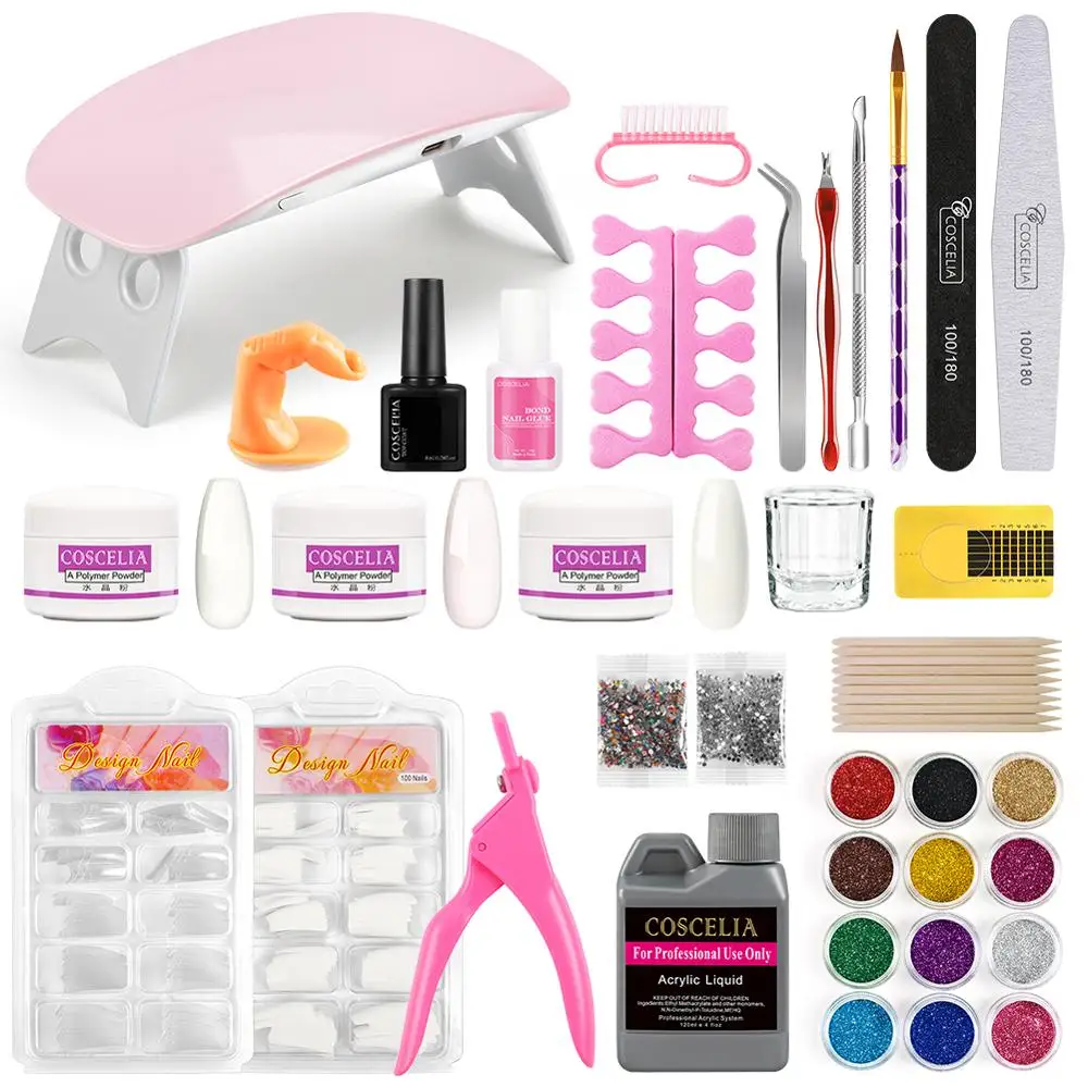 

COSCELIA Acrylic Nail Kit With Lamp Nail Drill Machine All For Manicure Gel Nail Kit Acrylic Powder Liquid Nail Art Tools Kit