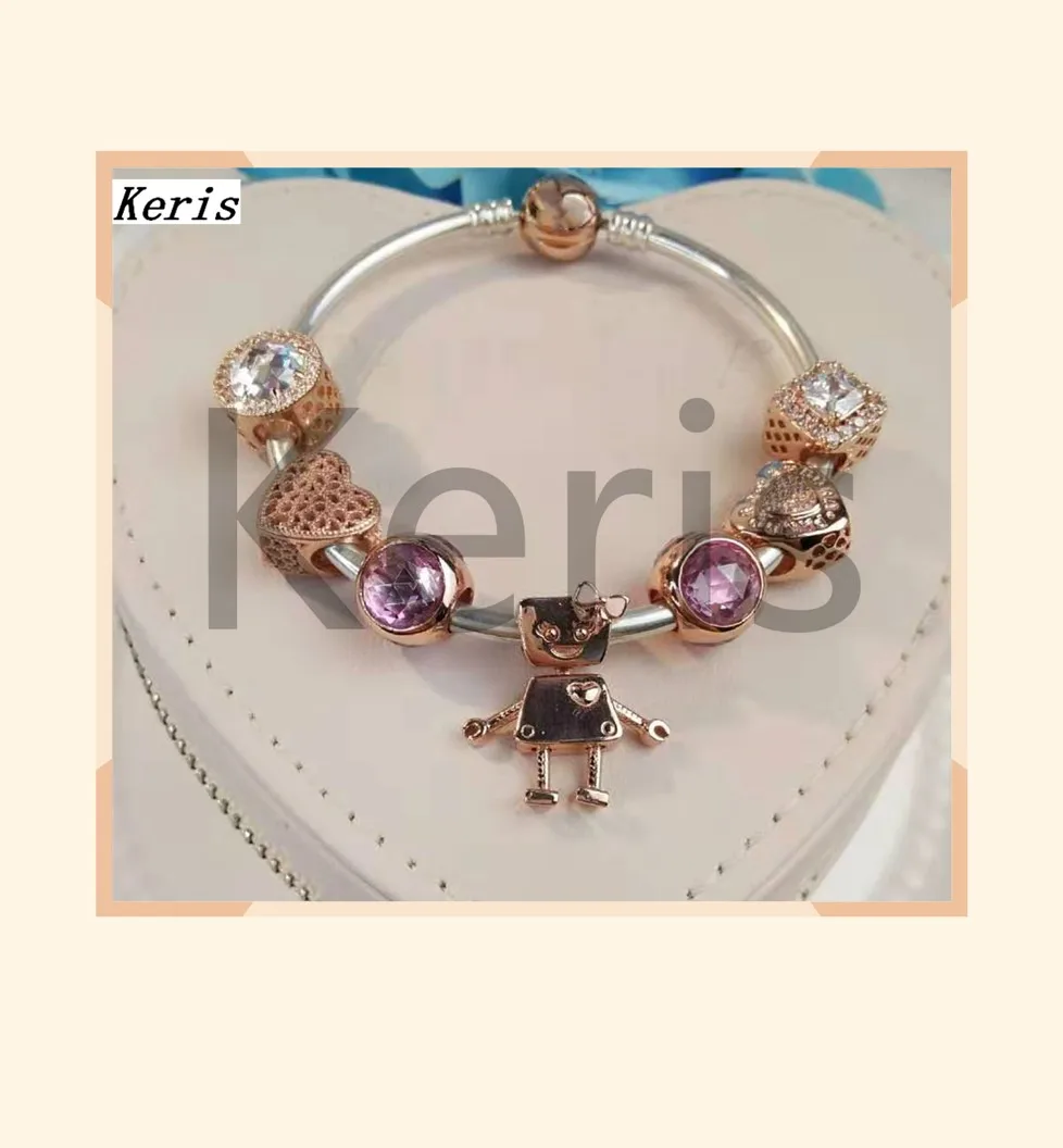 

Keris Store High Quality 1:1 100% Silver New Charm Robot Tri-Bead Beaded Bracelet Free Delivery