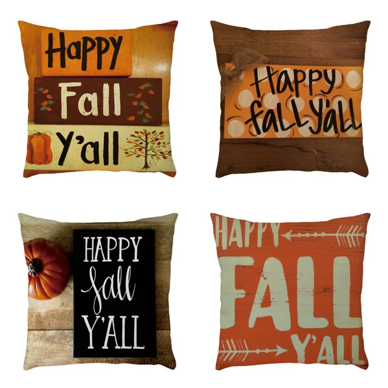 Happy Fall Y'all Набор наволочек 4 шт наволочка на подушку Чехол Подушка на стул Чехлы Poduszki 30AUG19