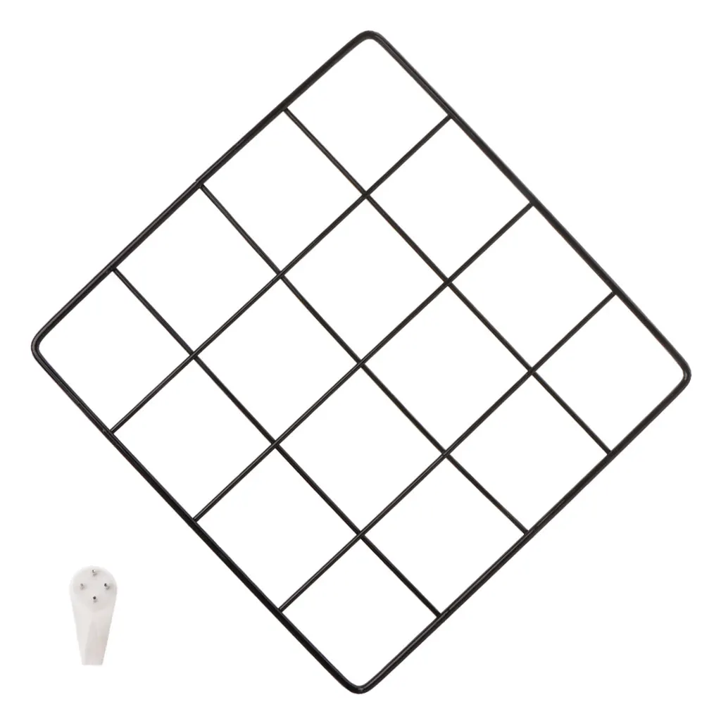 

Iron Mesh Grid Panel Photo Holder Artificial Flower Storage Rack Wall Home Decor