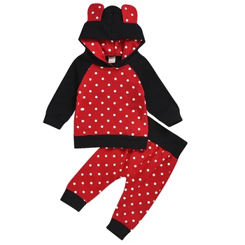 

Puseky Newborn Baby Girl Boy Clothes Hoodies Coat Tops T shirt + Polka Dotted Long Pants Outfits Set