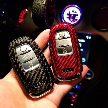 

high quality red / black carbon fiber car key case for audi Q5 A6L A4L A5 A7 A8L smart types car accessories