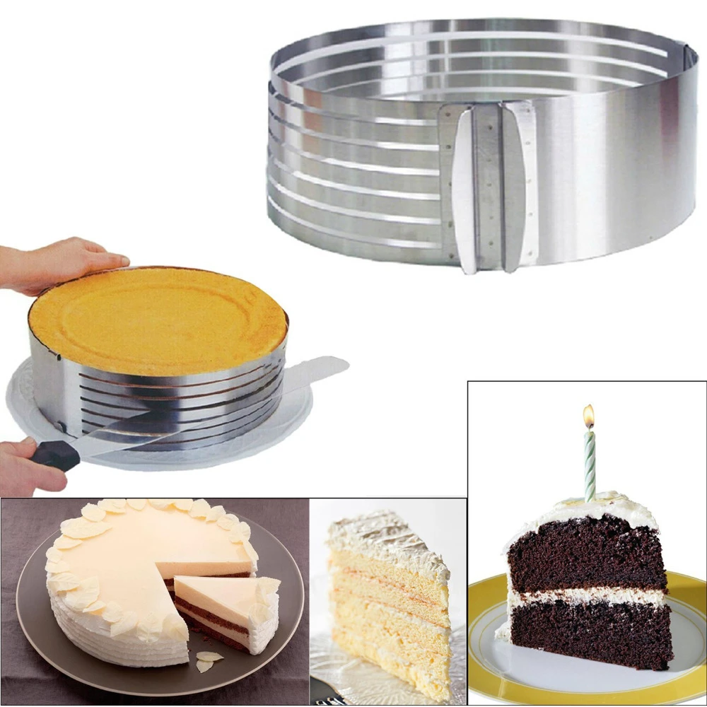 24-30cm Adjustable Round Stainless Steel Cake Ring Mold Layer Slicer Cutter BH