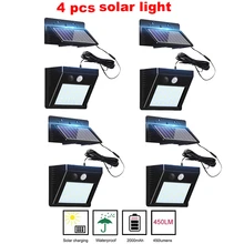 2/4pcs 100/56/30 LED Solar Lights Outdoor Motion Sensor Wall Sconces Light with Remote Control Lamp Security Lighting For Garden