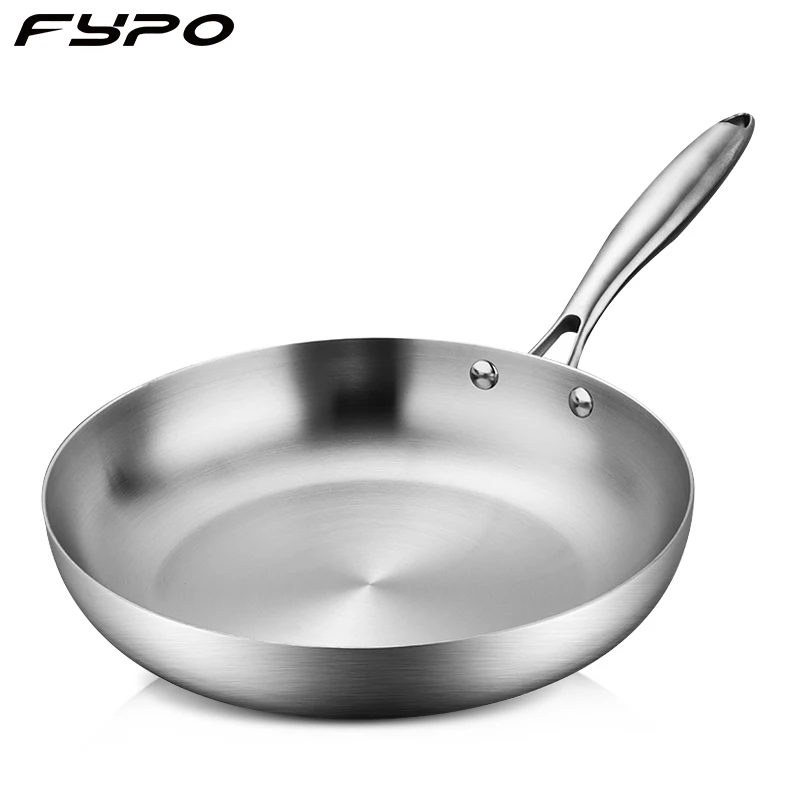 Frying Pan,Stainless Steel Frying Pot 28/30cm Uncoated Household Wok