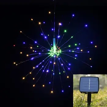 

200 LED 8 Modes Hanging Starburst Firework Fairy String Light Solar Battery Lights Christmas Fairy Garlands Outdoor Indoor Light