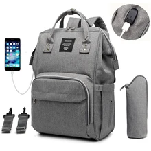 Bolsa de pañales con USB para madres, mochila de gran capacidad para el cuidado del bebé, bolsa húmeda de maternidad, impermeable, para embarazadas