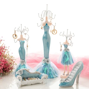 

European Princess Jewelry Mannequin Earring Necklace Display Stand Props Resin Crafts Home Decoration Girl Wedding Birthday Gift