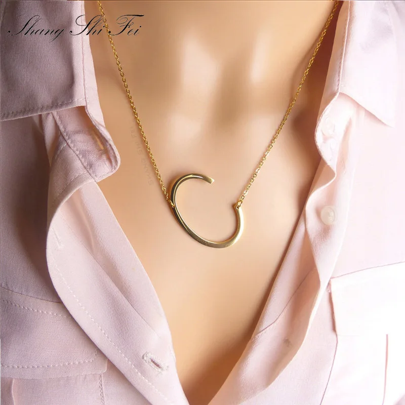 Stainless Steel Large Letter C Necklace 