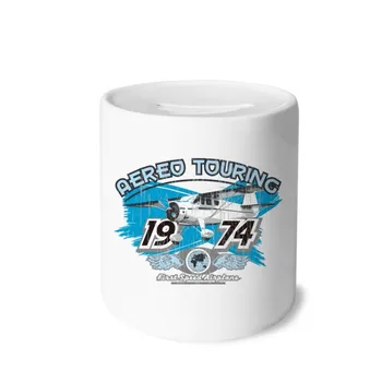

1974 Plane Aereo Touring Pattern Money Box Saving Banks Ceramic Coin Case Kids Adults