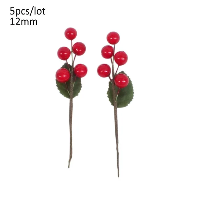 5/6/8/10/12/50/70/90pcs Mixed Red Flower Cherry Stamen Berries Bundle DIY Scrapbooking Christmas Wedding Cake Gift Box Wreaths - Цвет: 5P F22