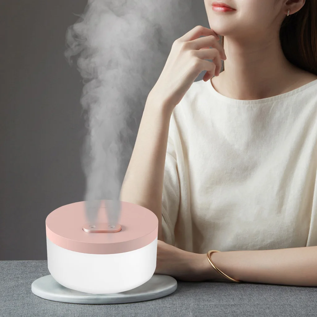 260ml/400ml/1000ml Portable Humidifier Mini Cooling Mist Humidifier with Night Light Ultra-Quiet 2 Spray Modes ( Pink White)