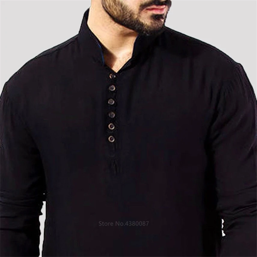 Islamic Clothing for Muslim Fashion Man Long Robes Solid Long Sleeve Arabic Arab Simple Casual Mens Shirt Jubba Thobe - Image 4