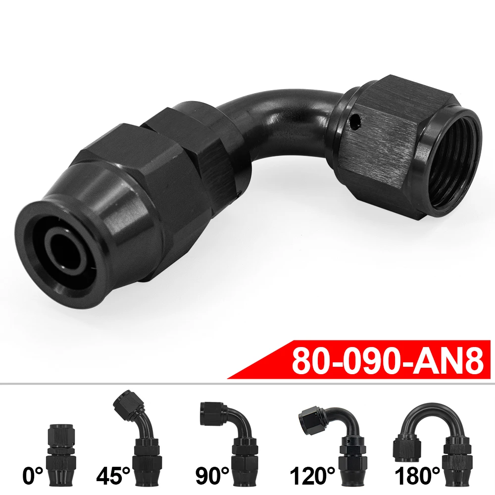 PTEF AN6 AN8 straight 0 45 90 120 180 Degree Reusable Swivel PTFE Hose End Fitting oil line fitting adapter reducer expander fitting