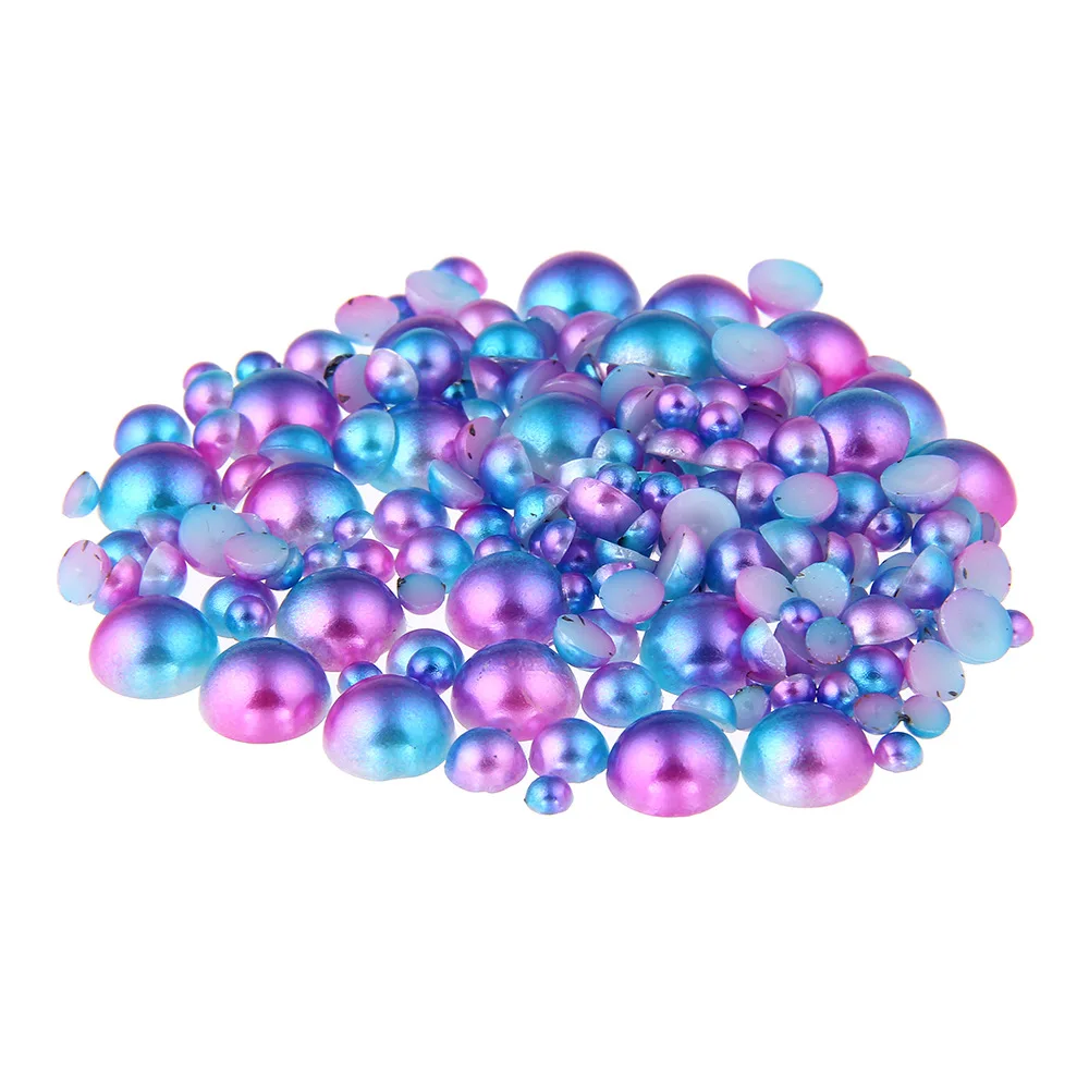

Free shipping~Amethyst Rainbow Color 3mm,4mm,5mm,6mm Flat back ABS Round Half Pearl, plastic half pearl beads