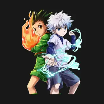 

Gon Killua Power Jajanken Lightning Friends Hunter x Hunter Anime Black T-shirt