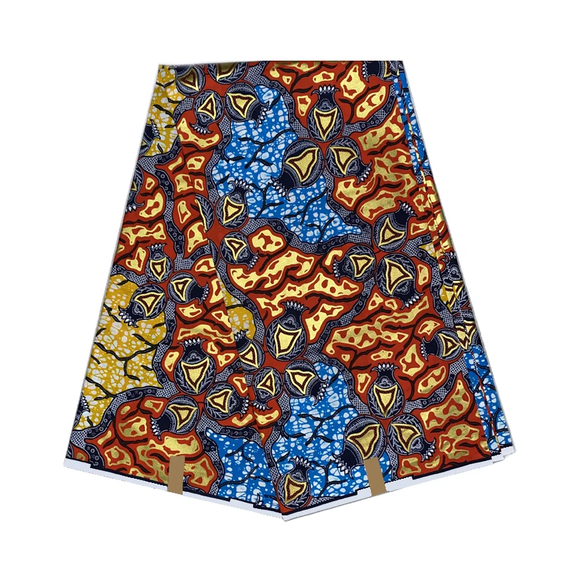 

New Desgin Golden Wax Fabric For Party Dress Veritable High Quality Breathable Ankara African Wax Cotton Fabric 6 Yards V-L 157