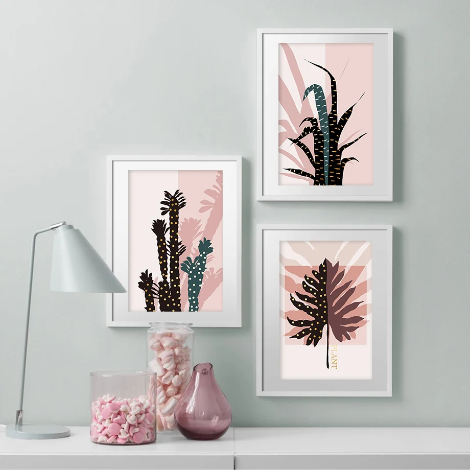 

Abstract Cactus Aloe Maple Leaf Quotes Wall Art Canvas Painting Nordic Posters And Prints Plants Wall Pictures For Living Room