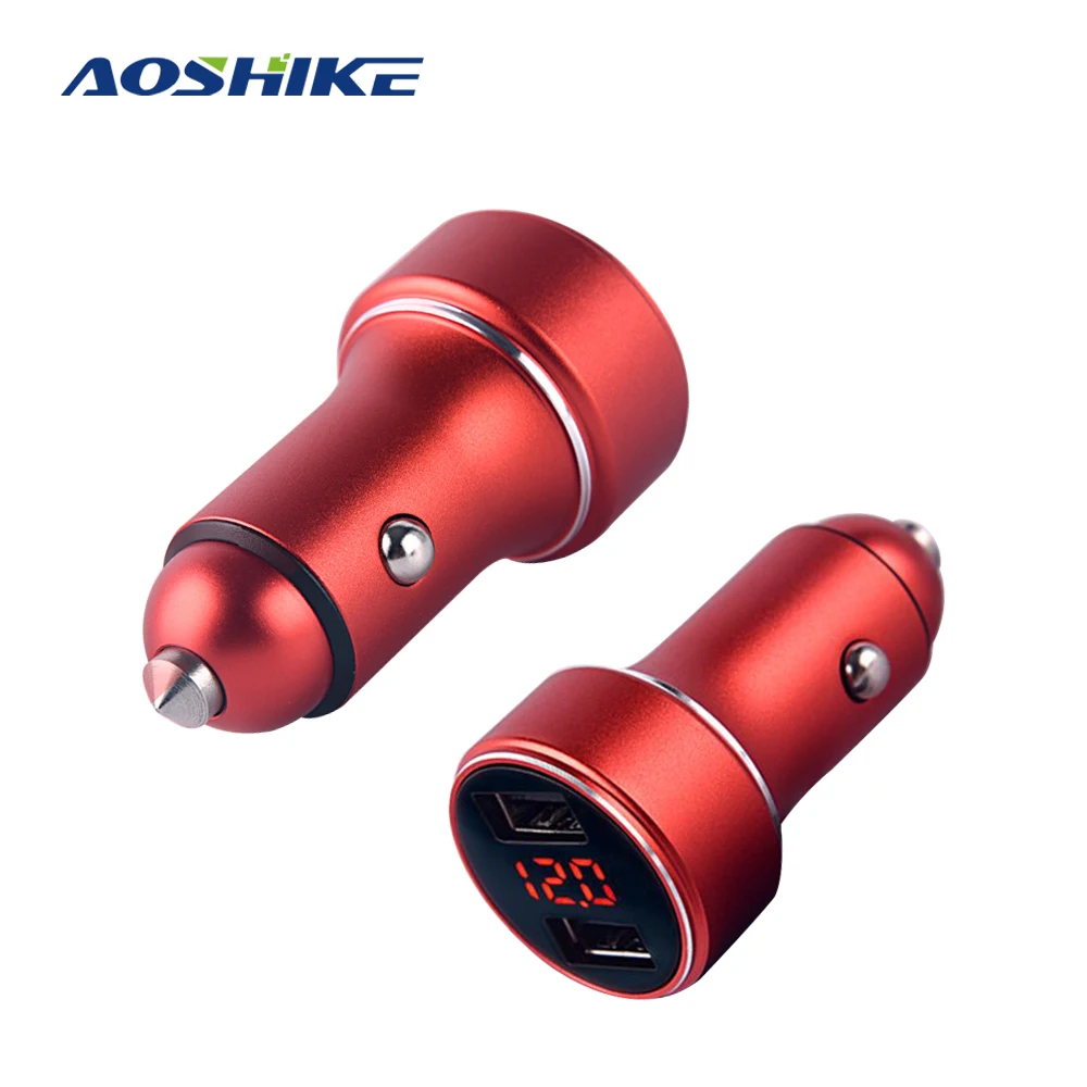 Aoshike 2-в-1 Quick Charge 3,4 автомобиля Зарядное устройство металлический молоток безопасности Dual USB Выход автомобильного зарядного устройства для мобильного телефона мини автомобильный телефон USB