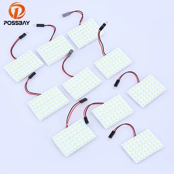 

POSSBAY 10x 48 LED Dome Door Car Auto Truck Interior Light Bulb Panel Lamp White Reading Lights Adapter T10 BA9S Map Lamps