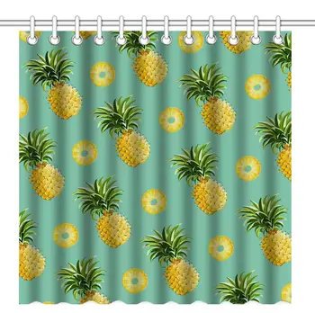 

Seamless Cute Tropical Pineapple and Slice Design Gold and Turquoise Art Shower Curtain ch Home Decorative Polyester Bath