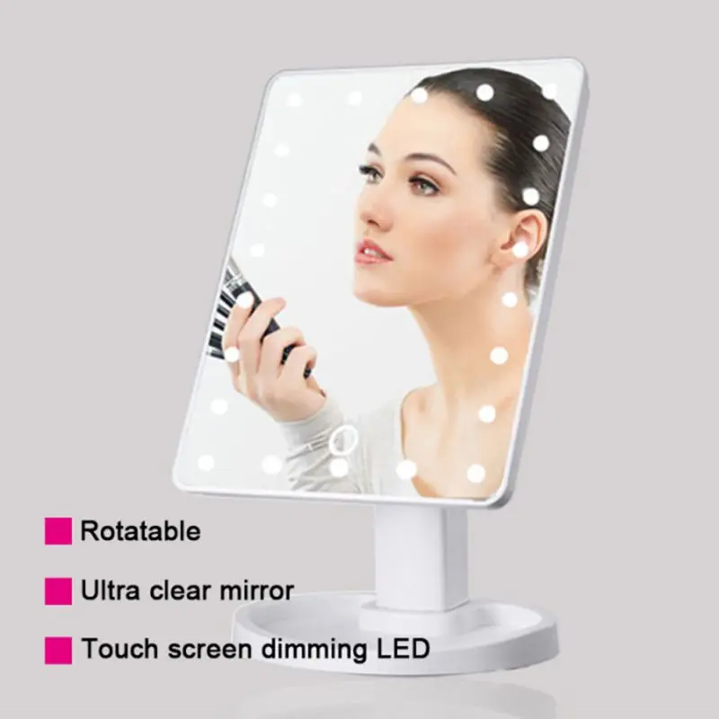 

Makeup Mirror Light Touch Dimme Desktop Mirror Illuminated Mirror LED Light 16/22 Lamp Cosmetic Vanity 10X Magnifying Mirror