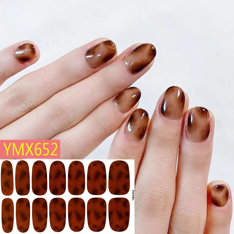 

14Posts/Sheet Nail Art Stickers Fashion Nails Amber/Flame Strips Wraps Glitter Decoration Full Cover Adhesive Nail Tips Manicure