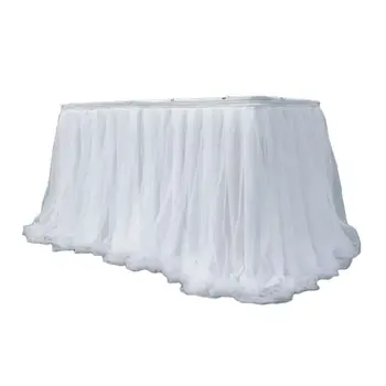 

Colorful Tablecloth Tulle Dessert Reception Table Skirt Decoration for Wedding Party Home Birthday