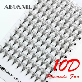 

Abonnie 10D Premade Fans Eyelash Extension Volume Makeup Tools Short Stem Heat Bonded Premade Fans Russia Faux Mink Natural