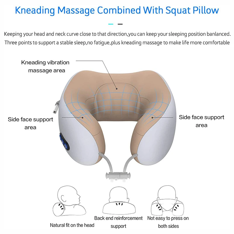 Massaggiatore per il collo elettrico a forma di U portatile multifunzionale cuscino per la spalla cervicale per la casa all'aperto massaggiatore rilassante per auto