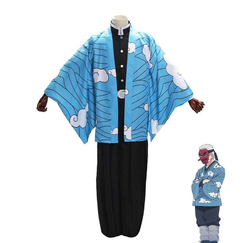 Аниме демон убийца Kimetsu no Yaiba Urokodaki Sakonji Kamado Tanjirou плащ униформа косплей костюм хаори кимоно для Хэллоуина