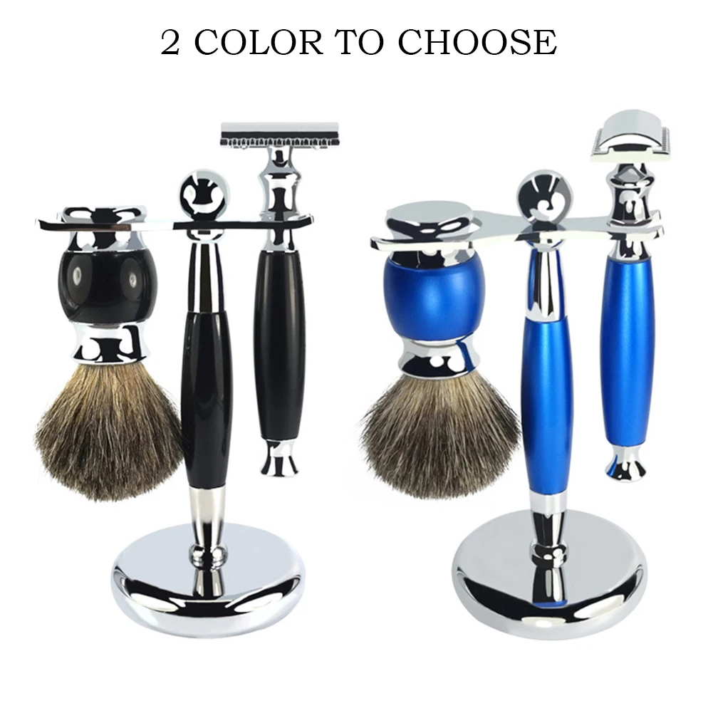 Men Shaving Set Home With Stand Beard Brush Safety Trimmer Zinc Alloy Double Sided Vintage Manual 5