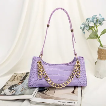 

2020 new hot fashion women's crocodile pattern PU leather shoulder bag female chain handbag diagonal bag female