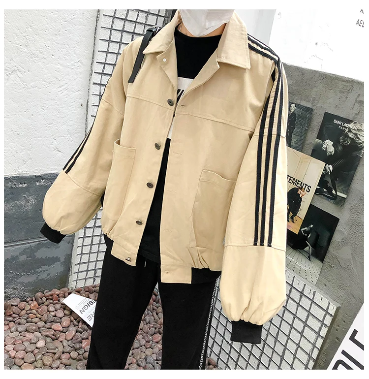Spring And Summer Japanese Korean Autumn Clothing Hong Kong Style CHIC Years Men's BF Harajuku-Style Students Loose-Fit Embroide