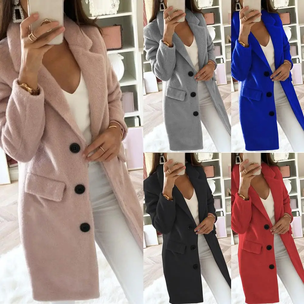 3-5XL осенне-зимний Кардиган с длинным рукавом, однотонный цвет, Женский блейзер с отворотом, куртка, пальто, женская одежда, высокое качество, модное пальто 2