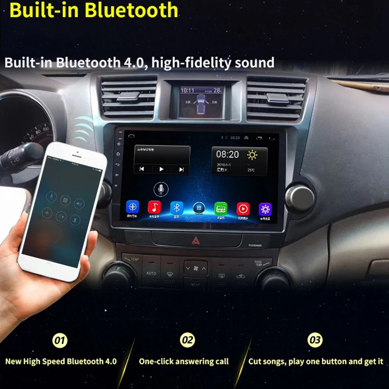 10,1 дюймов Android 8,1 автомобильный Mp5 плеер контактный экран Bluetooth радио Gps навигация Hd камера