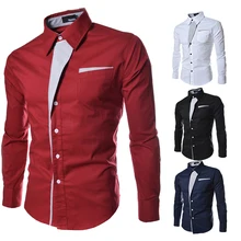 2020 Cheap Casual Long Sleeve Man's Stripe Decorative Long Sleeve Personalized Shirt Four Colors into Men's Shirt