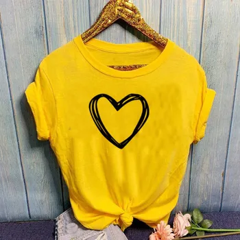 

Fashion Woman Tshirts Casual Short Sleeve Love Heart Printed O-Neck Tops Tee Shirt Blusas женские футболки